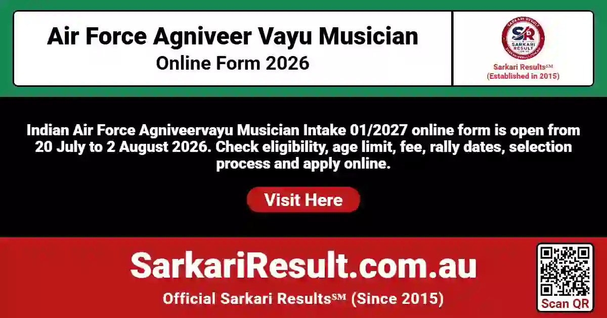 Air Force Agniveer Vayu Musician Online Form 2026