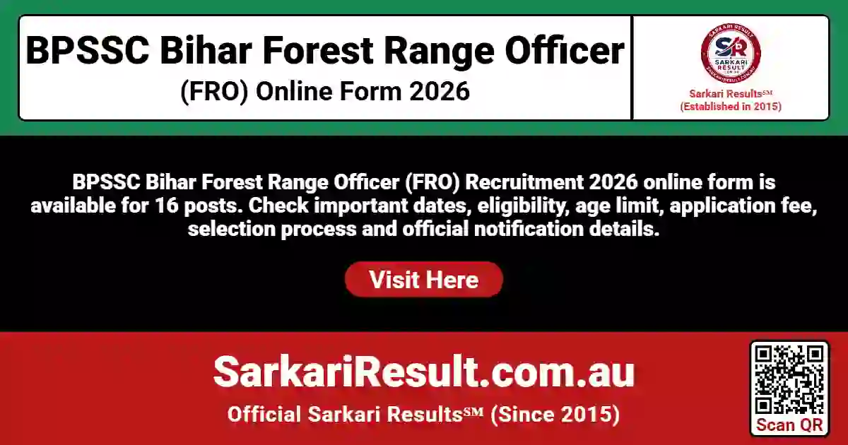 BPSSC Bihar Forest Range Officer (FRO) Online Form 2026