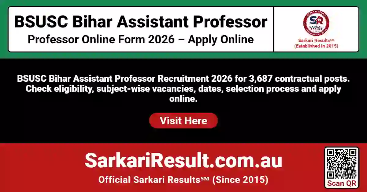 BSUSC Bihar Assistant Professor Online Form 2026