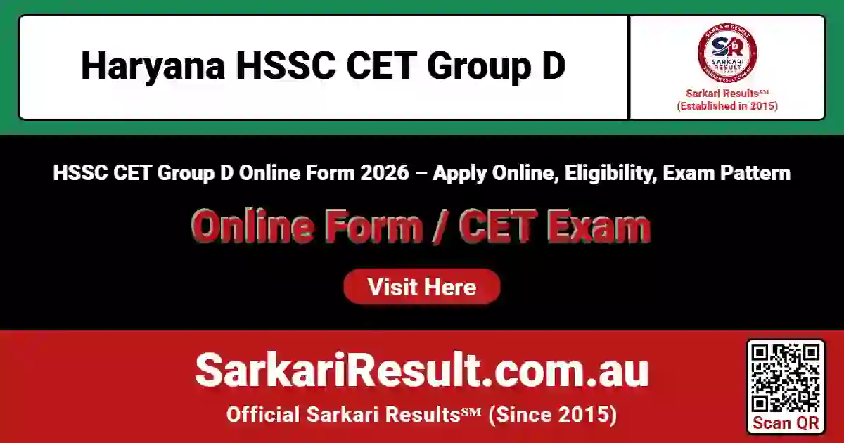 Haryana HSSC CET Group D Online Form 2026