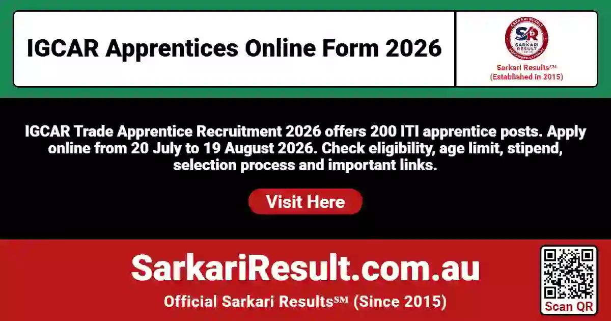 IGCAR Apprentices Online Form 2026
