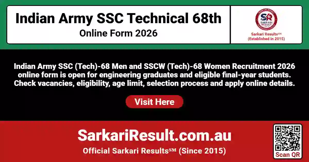 Indian Army SSC Technical 68th Online Form 2026