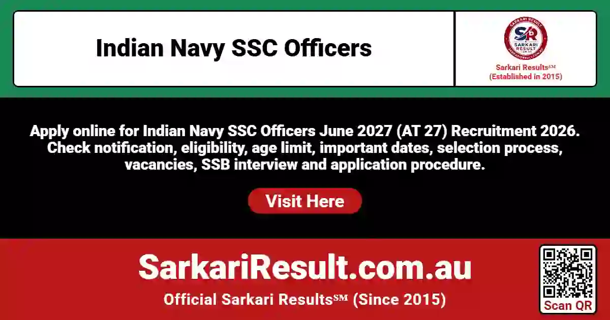 Indian Navy SSC Officers June 2027 (AT 27) Online Form 2026