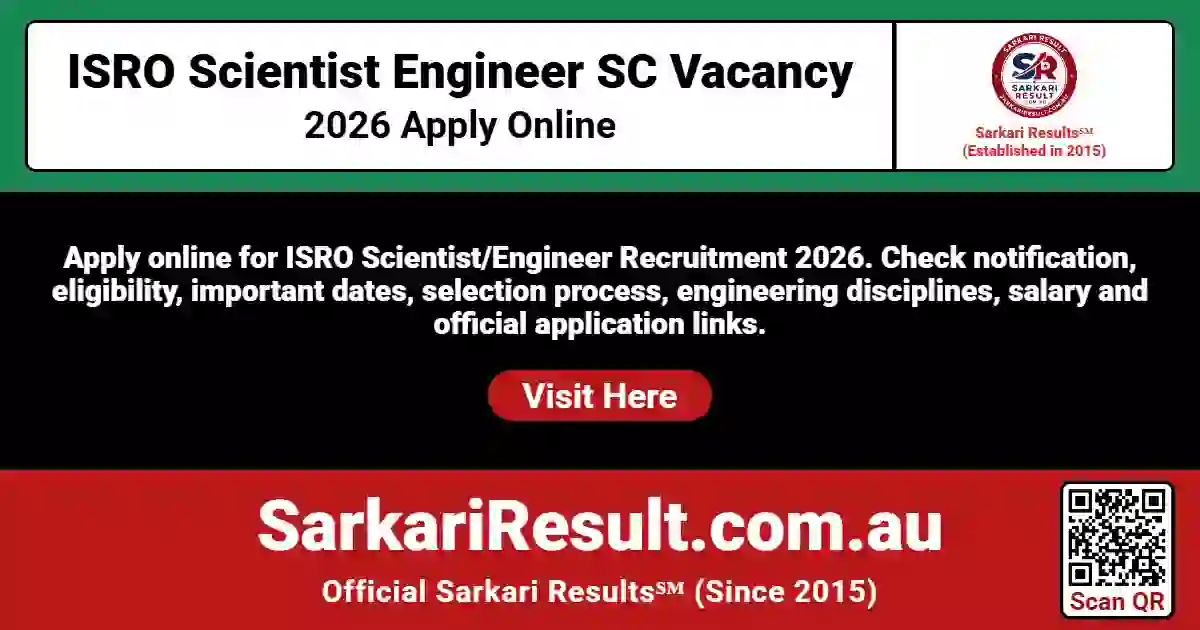 ISRO Scientist Engineer SC Vacancy 2026 Apply Online