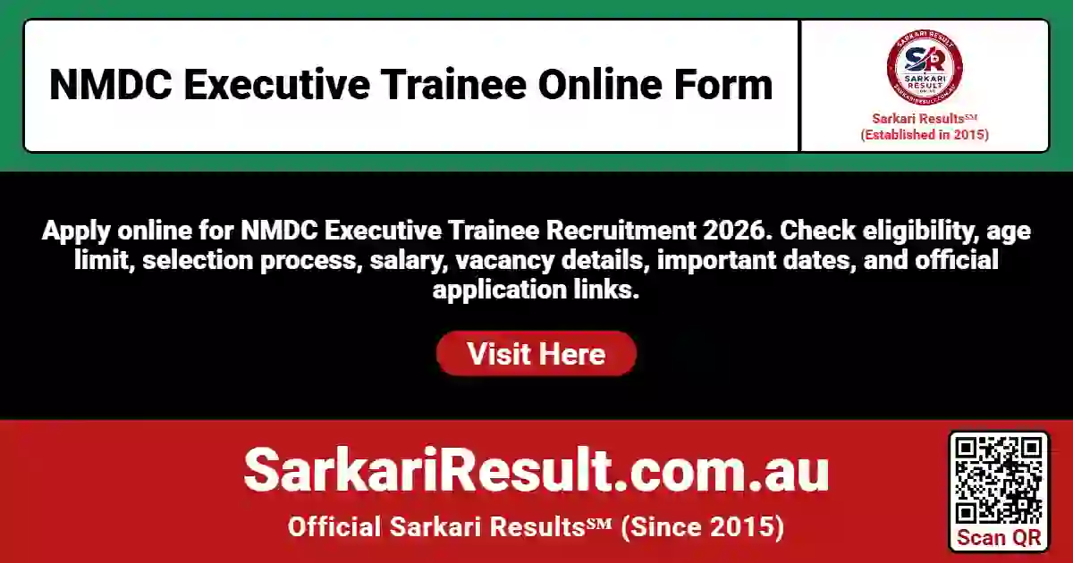 NMDC Executive Trainee Online Form 2026