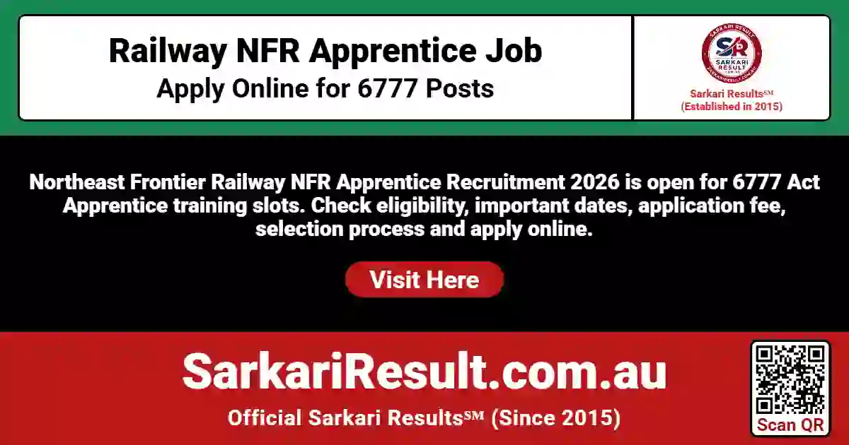 Railway NFR Apprentice Online Form 2026