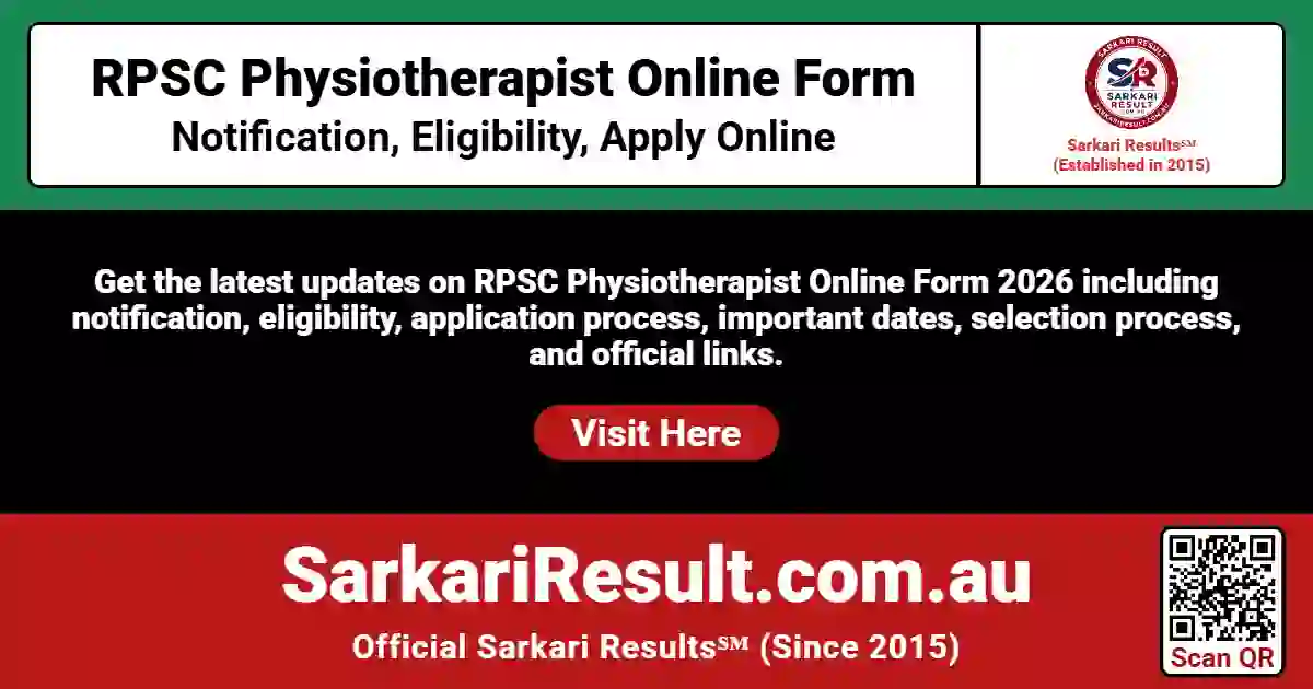 RPSC Physiotherapist Online Form 2026