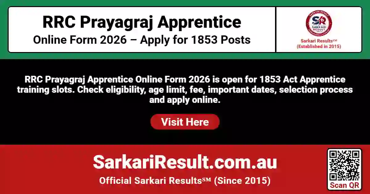 RRC Prayagraj Apprentice Online Form 2026 – 1853 Posts