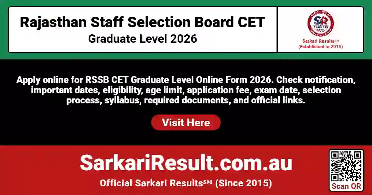 Rajasthan Staff Selection Board CET Graduate Level 2026