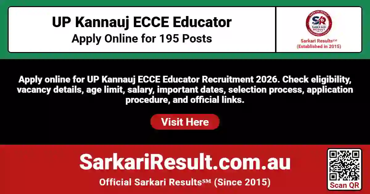 UP Kannauj ECCE Educator Online Form 2026
