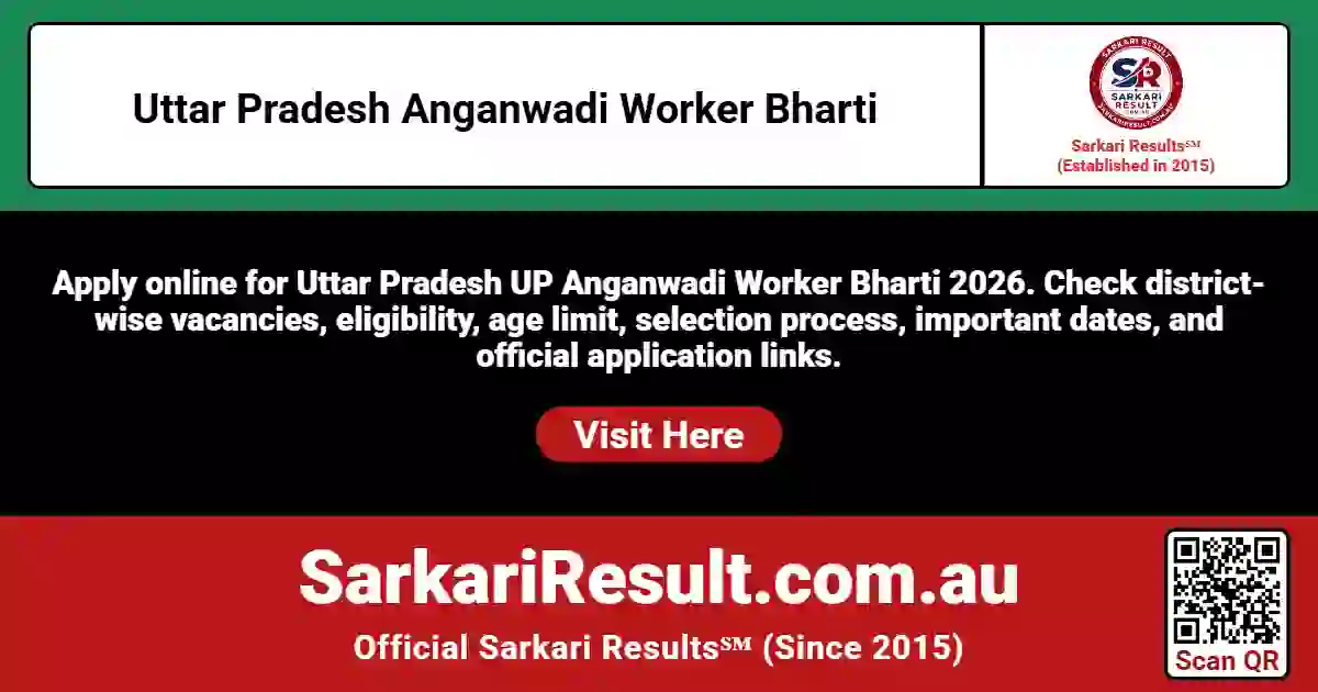 Uttar Pradesh UP Anganwadi Worker Bharti Online Form 2026